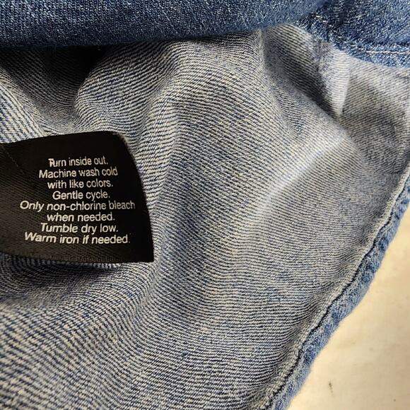 Lane Bryant Womens Top Size 22/24 Blue Peplum Light Wash Chambray Denim Tie Back - Picture 9 of 10